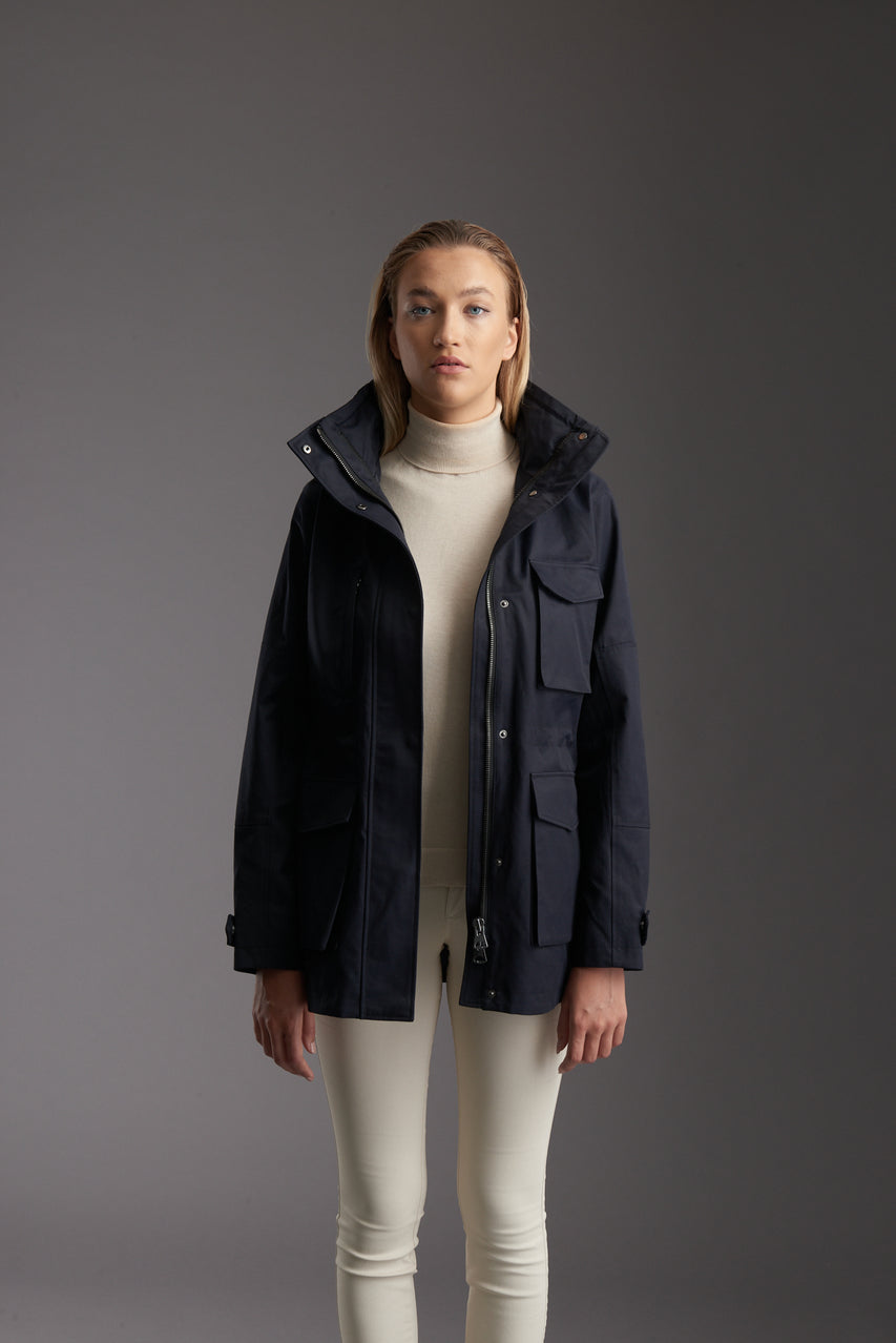 Front of Women's Marine Navy Waterproof Utility Field Jacket by Reeev