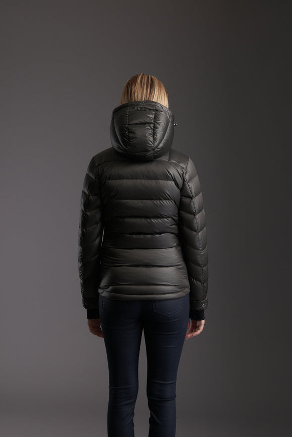 Back of Women's Tornado Grey Insulated Lightweight Down Jacket by Reeev