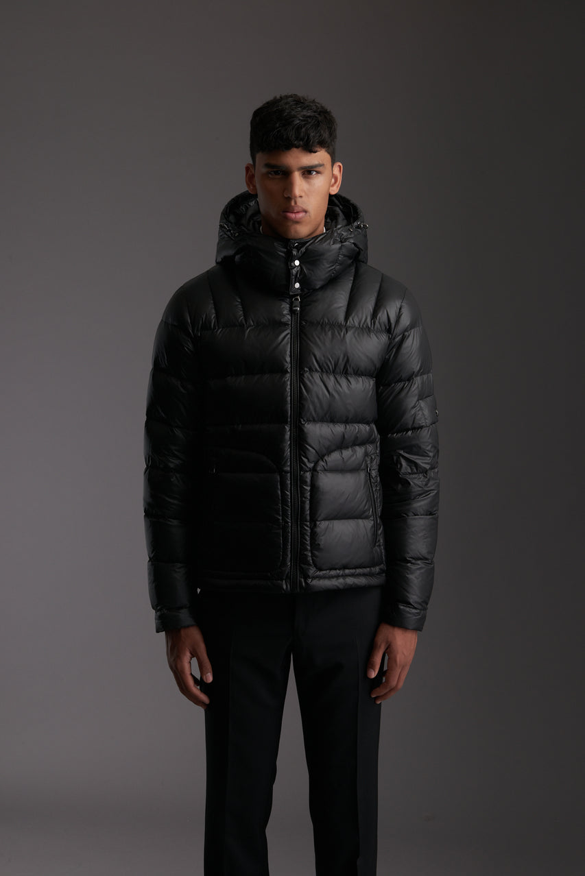 Front of Men's Carbon Black Insulated Lightweight Down Jacket by Reeev