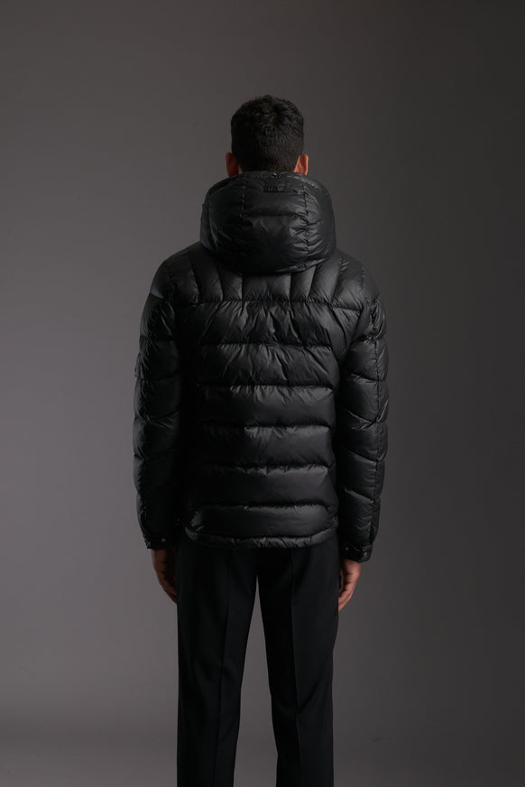 Back of Men's Carbon Black Insulated Lightweight Down Jacket by Reeev