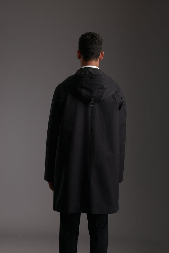 Back of Men's Carbon Black Waterproof Urban Parka Jacket by Reeev