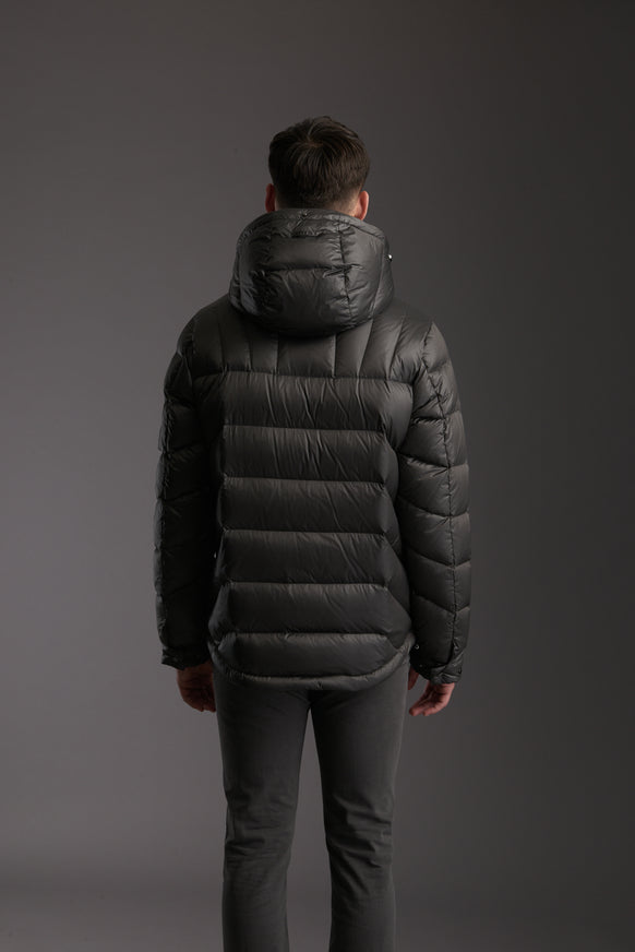 Back of Men's Tornado Grey Insulated Lightweight Down Jacket by Reeev
