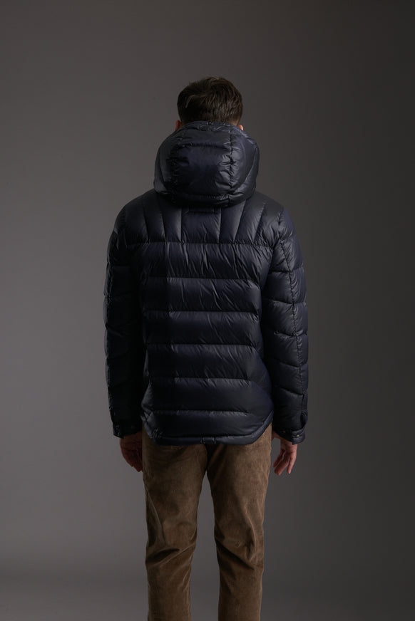 Back of Men's Marine Navy Insulated Lightweight Down Jacket by Reeev