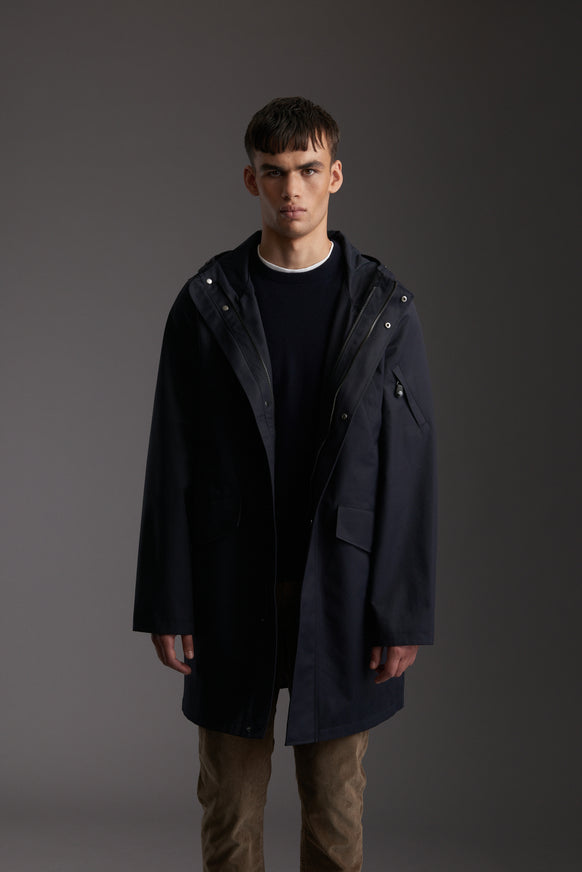 Italian style men's velev collar wool coat Black T8089