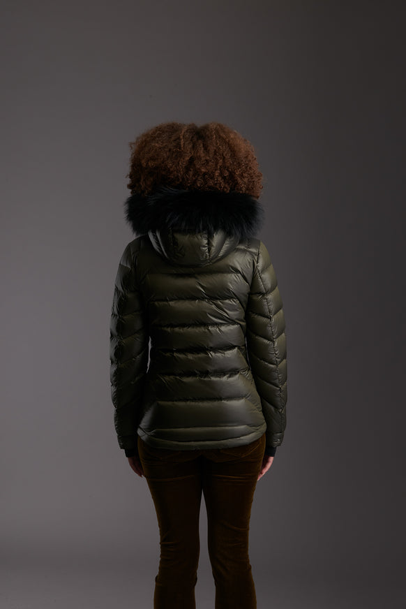 Women's Back of Unisex Carbon Black Fur Hood Trim by Reeev